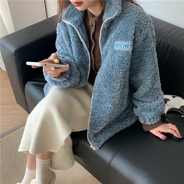

women's jackets cmaz 2021 autumn winter thick coats for women real s lamb wool coat and wild retro, Black;brown