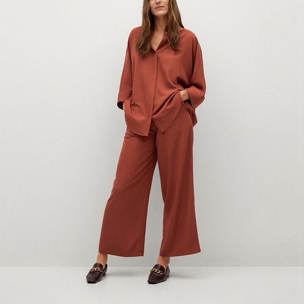 

blouse and pants womens summer outfit set vintage wide leg cotton two piece women 210525, White