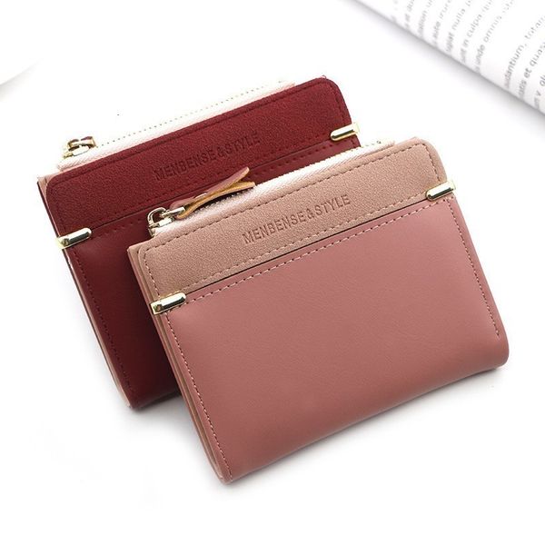 

salesalefashion on on women short portfolios rits wallet dames hasp mini card holder luxury small letter clutch bag poison wholesale, Red;black