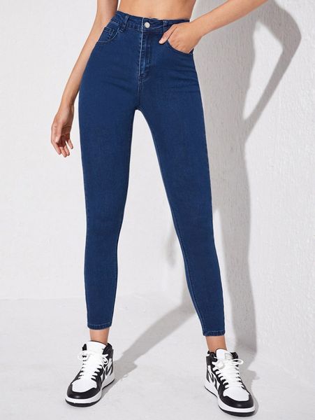 

high waist slant pockets skinny jeans c3gw#, Blue