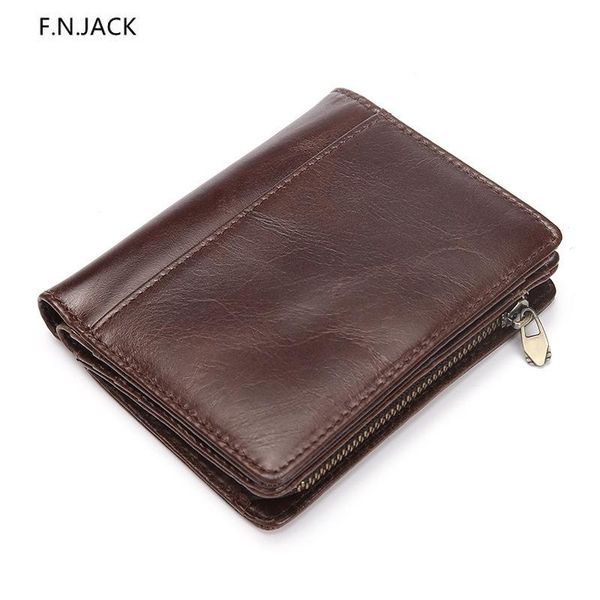 

wallets f.n.jack anti-theft brush leather men's wallet multi-function zipper vertical fashion casual coin purse money bags, Red;black