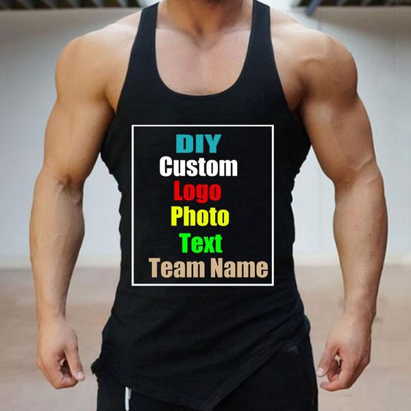 

men' tank customized picture logo deep-dig bodybuilding vest solid color blank summer bottoming undershirt, White;black