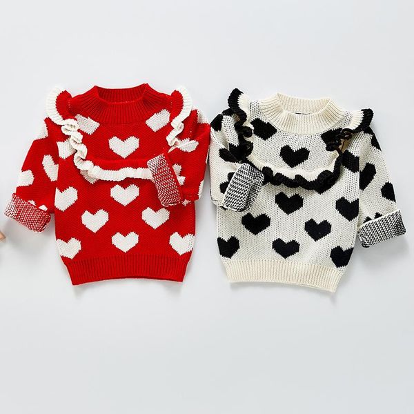 

pullover spring autumn fashion infant baby girls sweater ruffle collar princess knitted kids basic, Blue