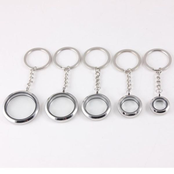 

keychains stainless steel floating locket keychain 20/25/30/35/38mm plain screw twist floaing key ring pendant, Silver