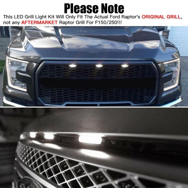 

emergency lights white grill grille 3x abs plastic for f150 raptor 10-18 led lamp