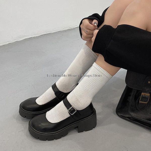 

dress shoes round toe jk black thick heels platform women mary jane female japanese uniform casual cosplay woman