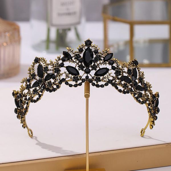 

hair clips & barrettes wedding birthday crown headdress retro luxury accessories bridal headwear black rhinestones for female decorate, Golden;silver