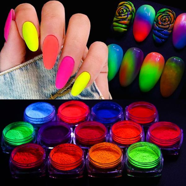 

nail glitter neon pigment powder for nails art shinny chrome dust green gradient macaron dipping diy fake decor saye01-13-1, Silver;gold