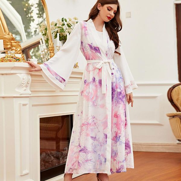 

ethnic clothing chiffon open abaya kimono dubai turkey kaftan muslim cardigan abayas dresses for women casual robe femme caftan islam, Red
