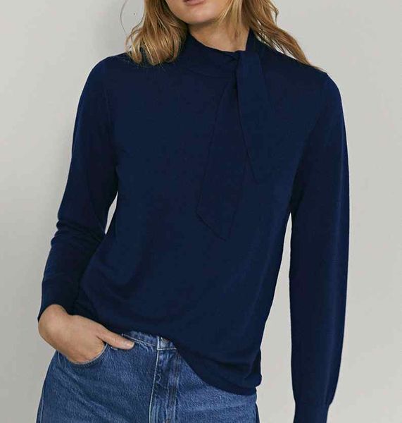 

2021 new solid color pullover sweater with neckline knot women clothing aafu, White;black