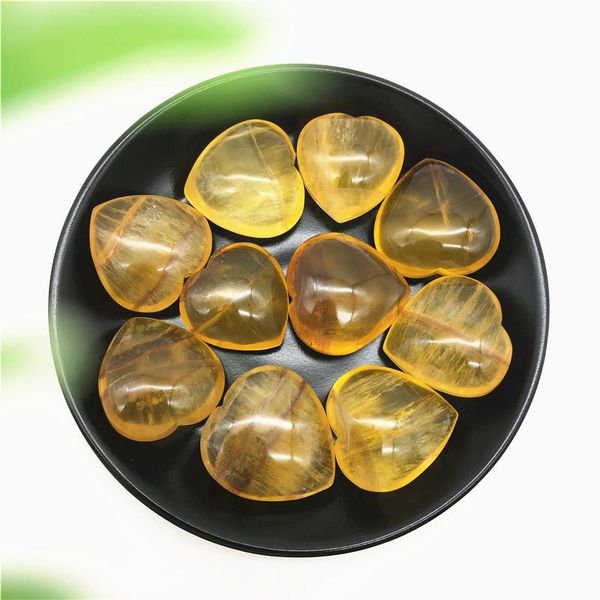 

decorative objects & figurines 1 piece natural yellow fluorite love heart crystal guardian gemstone mineral jewelry stones and minerals