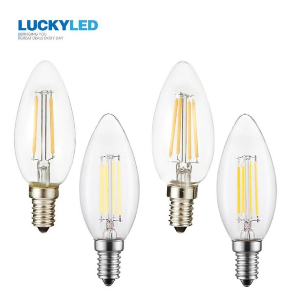 

bulbs luckyled e14 led bulb candle 2w 4w 6w 220v 240v edison c35 retro vintage filament light for indoor lighting lamp