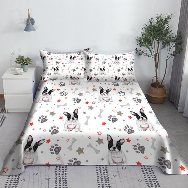 

sheets & sets modern design soft bed flat sheet lovely dog pets 3d cover students dormitory guest room decor with 1/2 case set