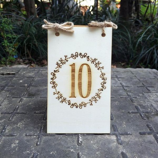 

10pcs wood table place card numbers with wreath tanding wedding party decoration