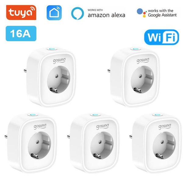 

smart power plugs 16a eu wifi plug with monitor home wireless socket outlet works alexa google tuya app