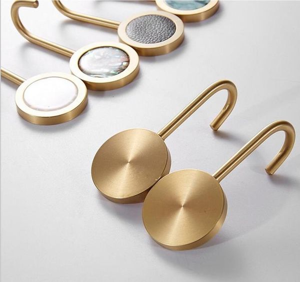 

hooks & rails 2pcs brass bathroom hook brushed gold punch natural marble, towel robe and coat sticky hangers