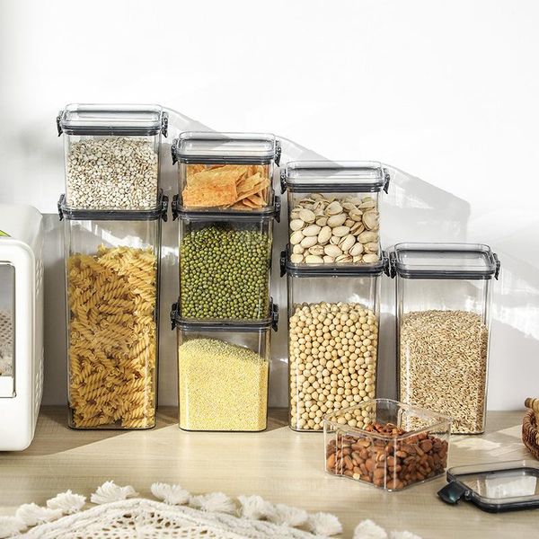 

storage bottles & jars pet plastic food containers transparent stackable dry box kitchen spaghetti noodles sealed organizers