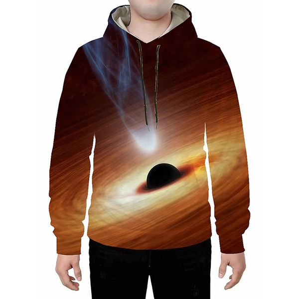 

flame world 3d men's print hoodie visual impact party punk gothic round neck american sweatshirt hoodie, Black