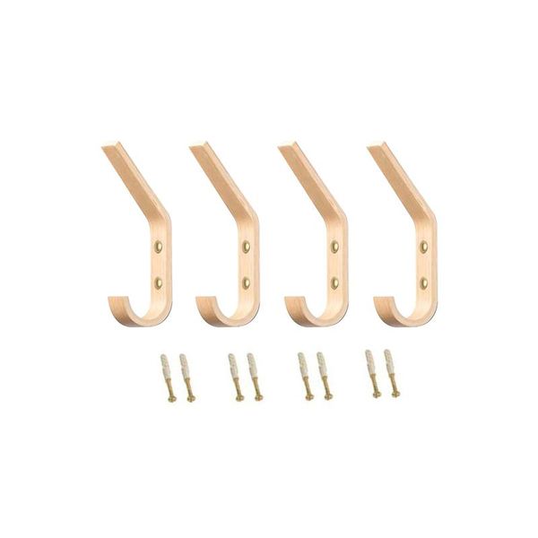 

hooks & rails 4pcs wooden wall decor multifunctional coat hook durable mounted clothes hanger load-bearing natural wood