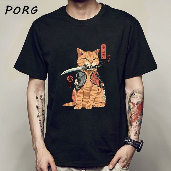 

men cool summer loose men/women t shirt casual short sleeve cat print anime tshirt japanese summer t-shirt tee shirt, White;black
