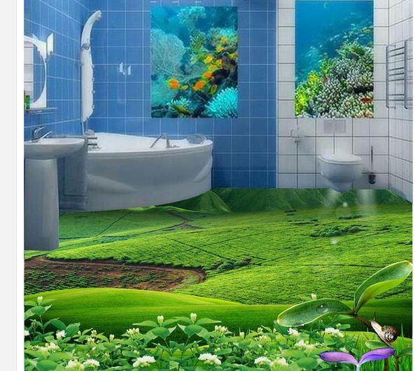 

wallpapers home decoration green grass floor bathroom pvc self-adhesive wallpaper waterproof wall murals