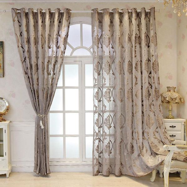 

curtain & drapes gray floral sheer curtains for living room jacquard flower elegant tulle villa parlor french window treatment