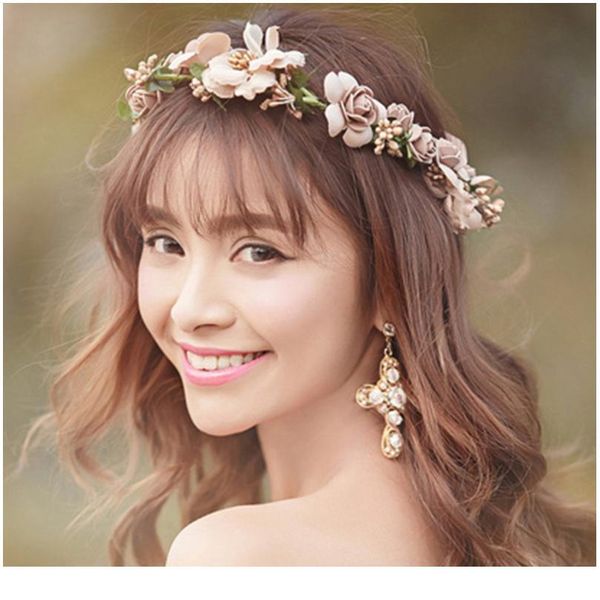 

trendy party prom garland wedding hair accessories ladies wreath headwear accessories handmade hair band female ti jllart, Silver