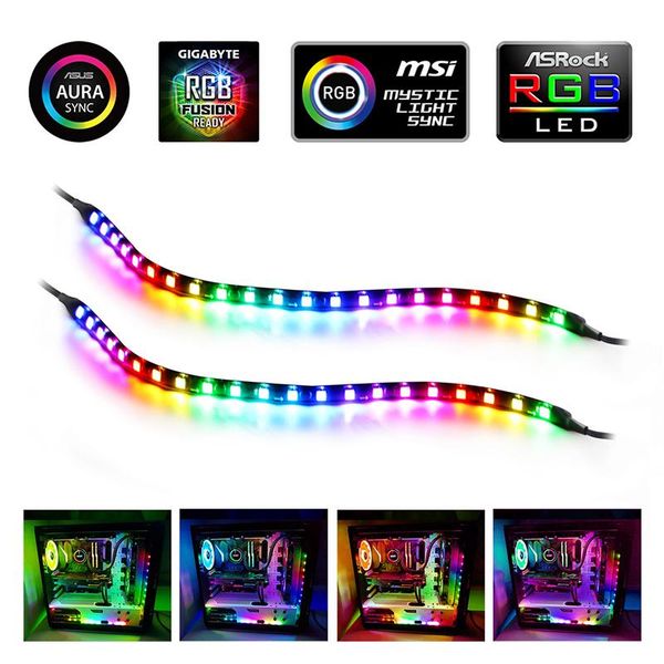 

2pack addressable led strip lights magnetic led strip kits with 5v 3pin rgb header for motherboard control/pc computer case