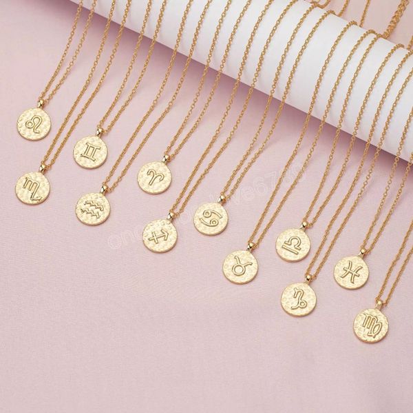 

twelve constellations necklace selling clavicle necklace with ancient english letters, Silver