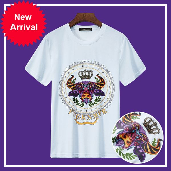 

2021 bull t-shirts men will see fashion streetwear mercerized cotton short thin shirt 7t0s, White;black