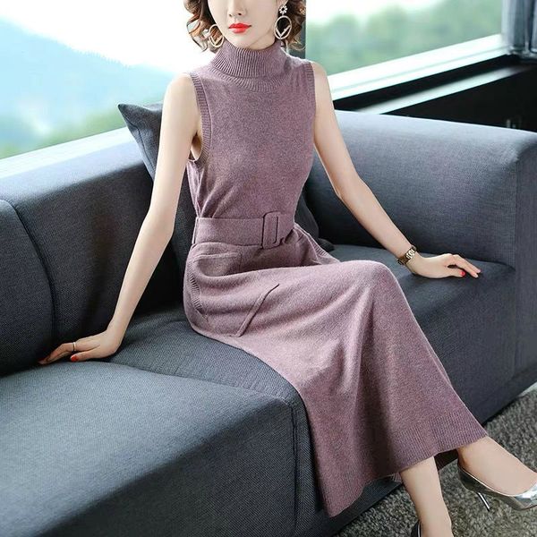 

new women 2021 summer slim turtleneck knitted midi long party female elastic elegant tank es casual vestidos a778akl2, Black;gray
