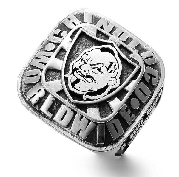 

cluster rings european and american style lettering ring fashion punk hip hop pendant locomotive mens, Golden;silver