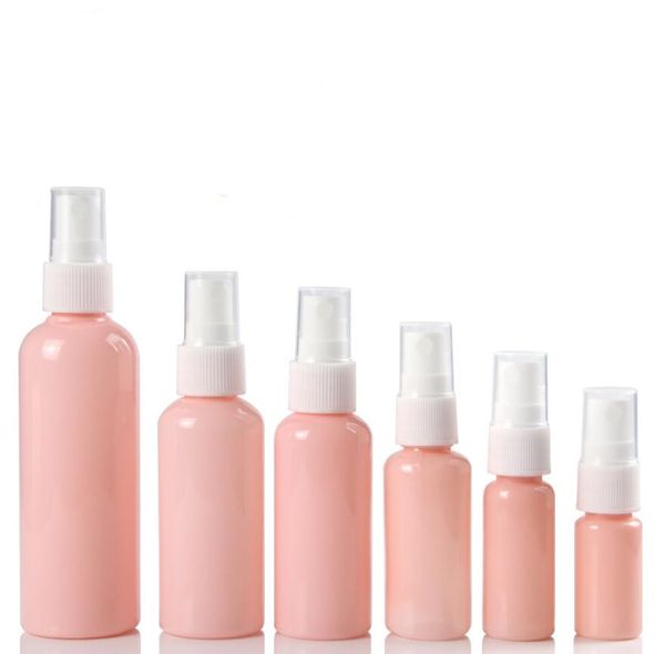 50 x 10ml 20 ml 30ml 50/60 / 100ml Pink plástico mini frascos de pulverizador atomizador de pulverizador de perfume vazio recipientes cosméticos líquidos