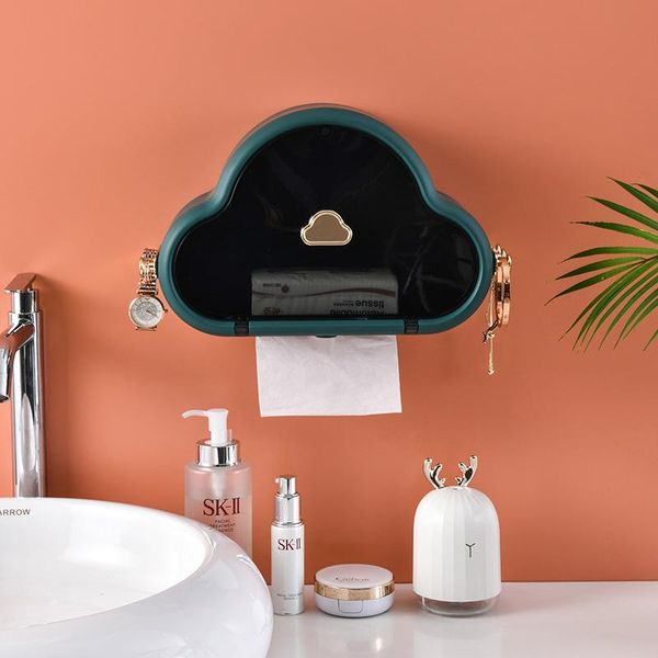 

toilet paper holders creative wall hanging tissue box waterproof bathroom holder storage punch-towel