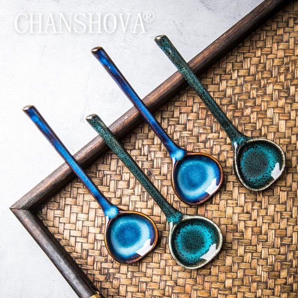 

spoons chanshova personality kiln random texture ceramic spoon china porcelain coffee soup tableware kitchen utensils h682
