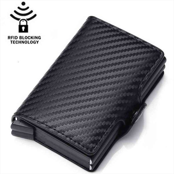 

men fashion rfid carbon fiber wallets pu leather slim thin card holder money bags purse black small mini wallet male, Red;black