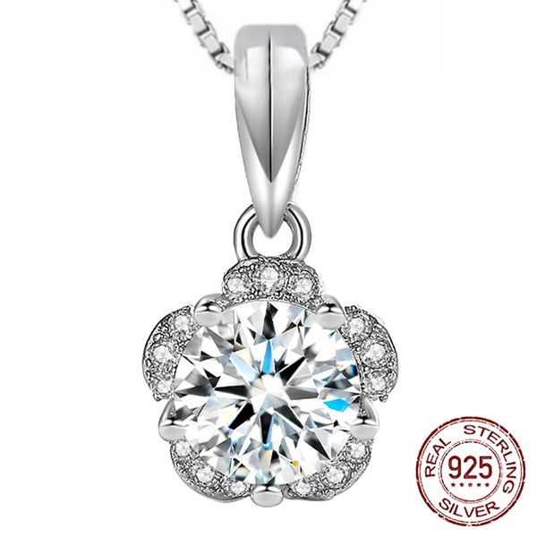 

1ct lab diamond zirconia gem pendant necklace 925 sterling silver statement necklaces women fine jewelry xdz079