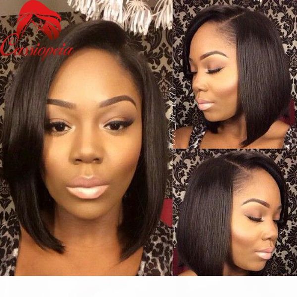 

bob cut short wig malaysian human hair glueless human hair short bob wigs full lace large stock, Black;brown