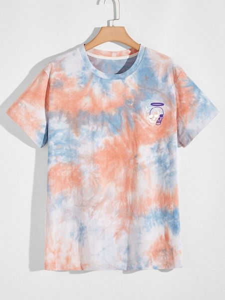 

romwe guys skull graphic tie dye tee n9eq#, White;black