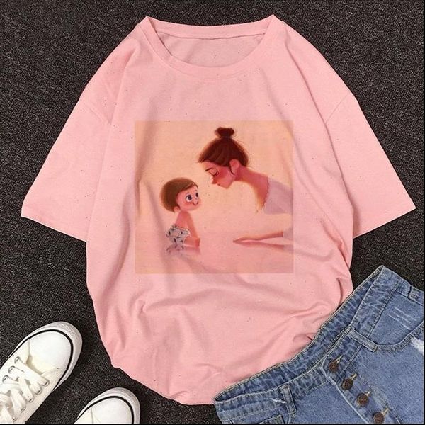 

women pink tshirt mothers love print summer new fashion cotton casual t shirt gift for lady yong girl tee, White