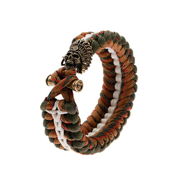 Bracciale rigido da uomo Braccialetti di sopravvivenza Paracord Braccialetti con fibbia a grillo Braccialetti da campeggio all'aperto intrecciati a mano Regali da uomo