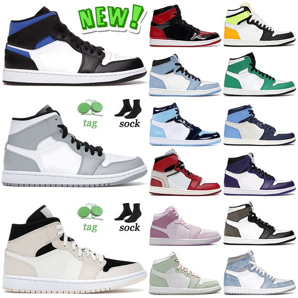 

selling jumpman 1 1s basketball shoes og racer blue mid light smoke grey barely orange high unc university blue lucky green chicago mens wom