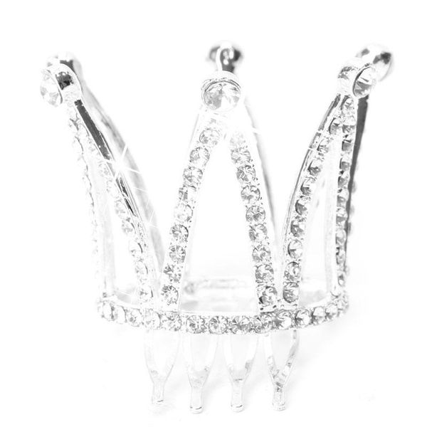 

mini women lady girl rhinestone crown bridal tiara hair comb pin wedding party, Slivery;white