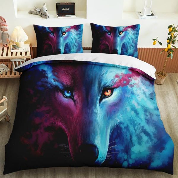 

bedding sets custom fashion pillowcase duvet cover 3d print jungle wild animal wolf beding set home bedroom decor  king single