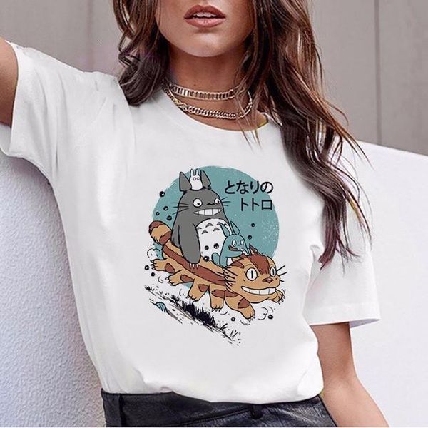 

anime totoro t shirt women tee shirts spirited away t-shirt tshirt korean style kawaii 90s graphic harajuku female ulzzang, White