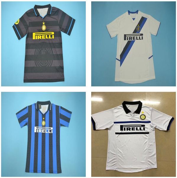 

1990 1997 1998 1999 inter vinatge milan retro soccer jersey 9 ronaldo 22 milito 10 sneijder 10 baggio mfn, Black;yellow