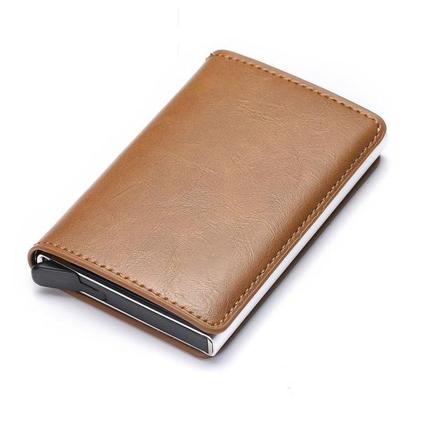 

bycobecy business card holder 2020 slim rfid wallet hasp aluminum credit card wallet metal credit mini smart men pu qylnyp