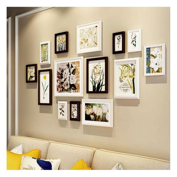 

frames pastoral style wooden po frame wall 14 pcs set creative combination picture