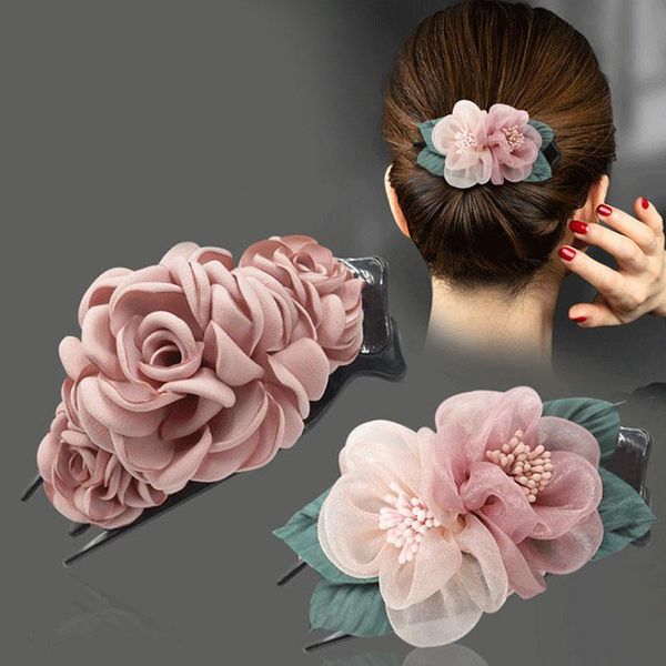 

hair accessories 2021 fashion women claw cloth flower elegant lady duckbill hairclip clip girls headwear barrettes hairgrip