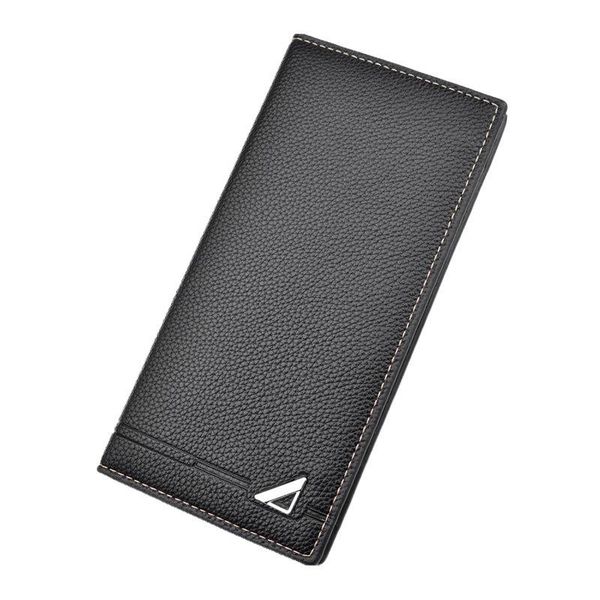 

wallets tri-fold solid color men classic long style card holder male purse quality large capacity luxury wallet for, Red;black